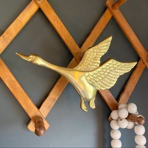 MidCentury Brass Flying Goose Wall Hanging Decor